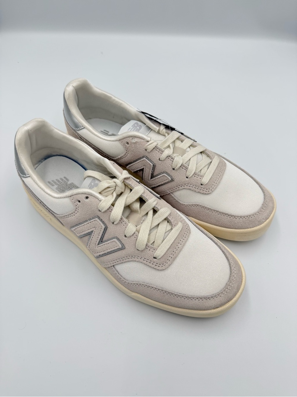 New Balance Women’s Nimbus Mesh and Suede Retro Court Sneakers, Grey